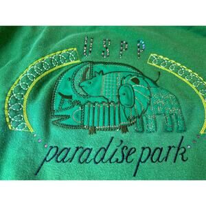 Vintage United State Paradise Park USPP Green Short Sleeve Sweatshirt Rhinestone